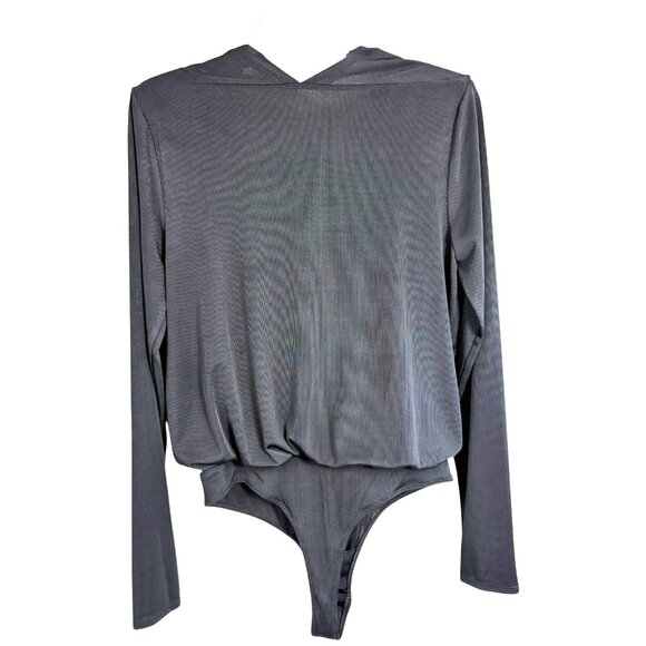 BCBGMAXAZRIA Black Surplice Wrap Long Sleeved Bodysuit - Picture 5 of 11